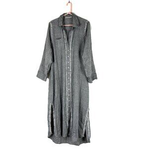 Subtle Luxury Maxi Boyfriend Cotton Shirt Dress Embroidered M/L (flaws)